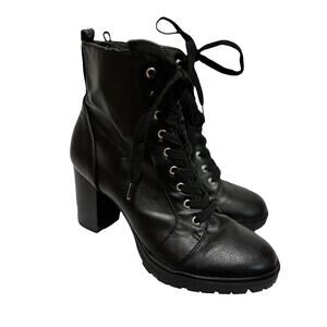 Brash block heel Chunky Combat Boots Women's Sz 8.5 Black‎ Zipper Grunge goth